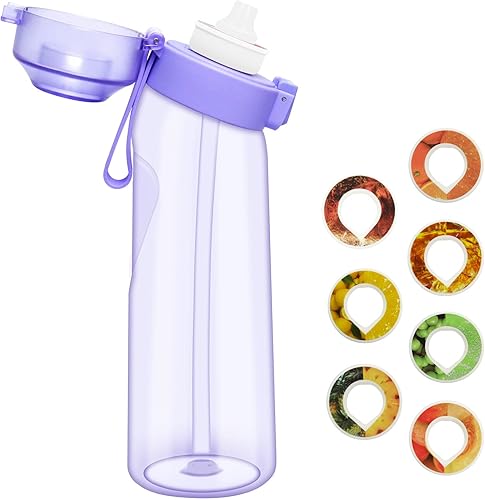 Miniatura 3 de Botella de agua con cápsulas de sabor de 21.9 onzas  22.0 fl oz, botella de agua con fragancia de fruta, botella de agua reciclable deportiva para