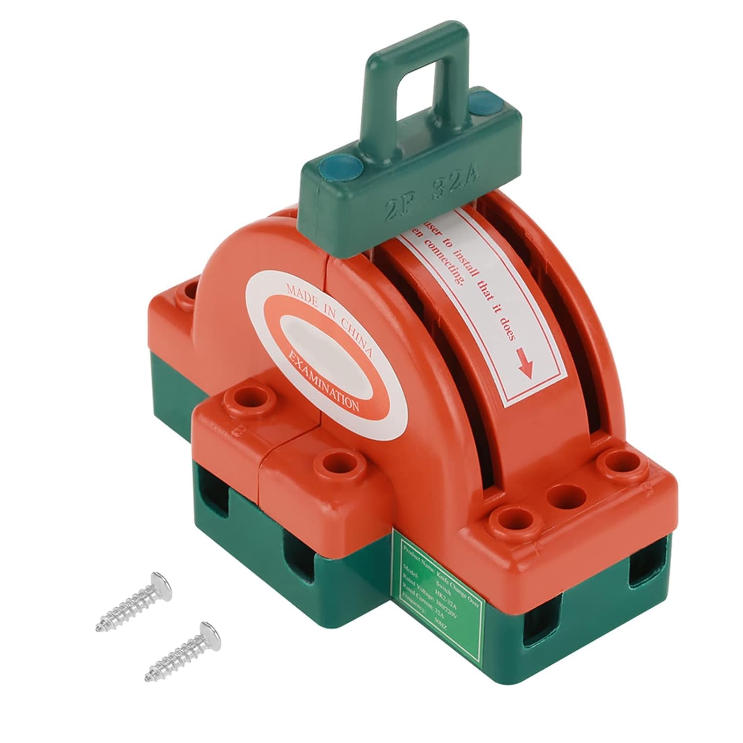 2 Pcs 220V 32A 2 Pole Power Disconnect Knife Switch, Double Power Double Throw Switch, Electrical Knife for Home Appliances, Orange