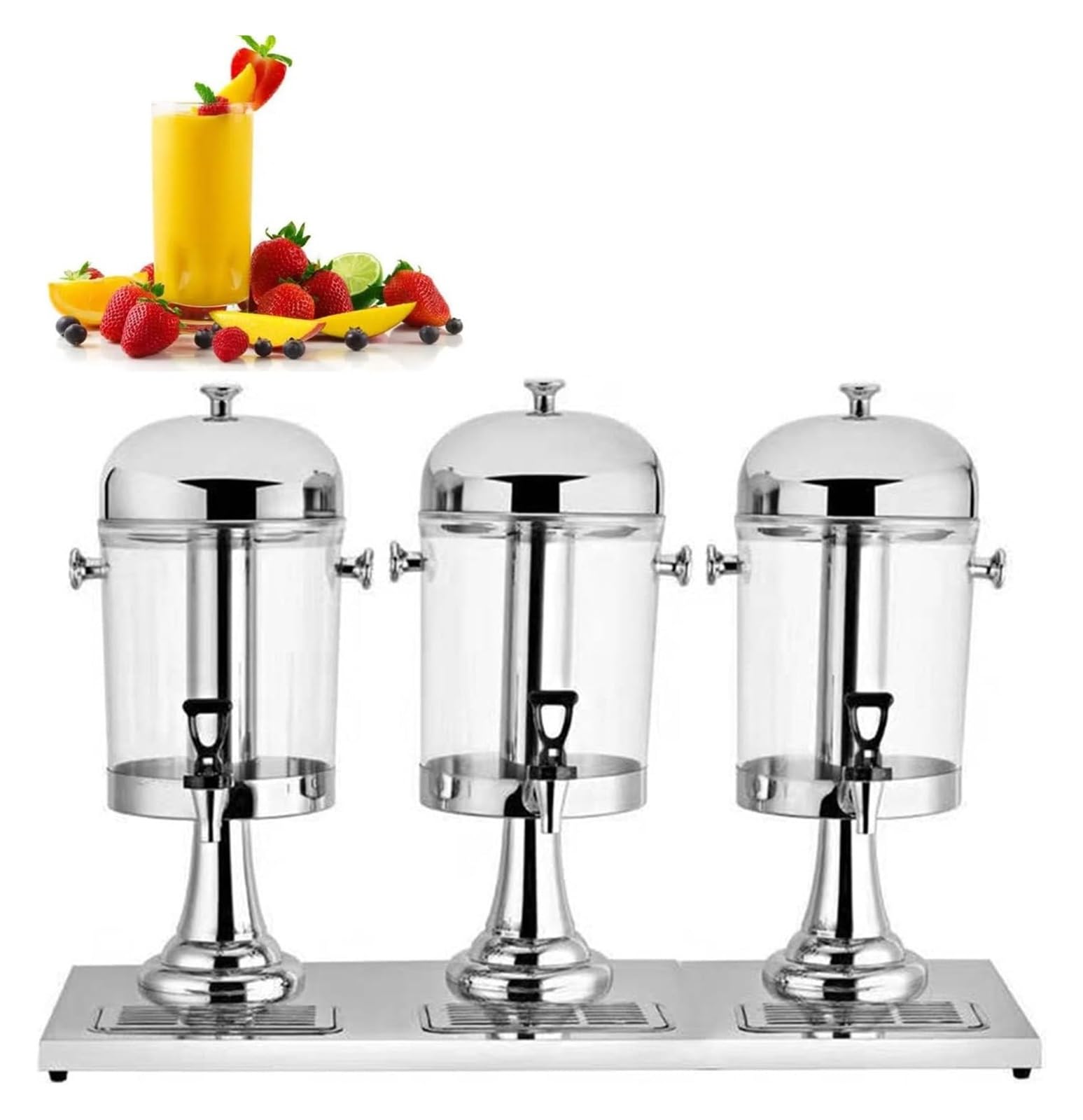 asdchZen Glass Beverage Dispenser,Juice Dispenser, Stainless Steel Juice Dispenser Cold Drink Clear Glass For Breakfast Buffet Bars Hotels,Silver