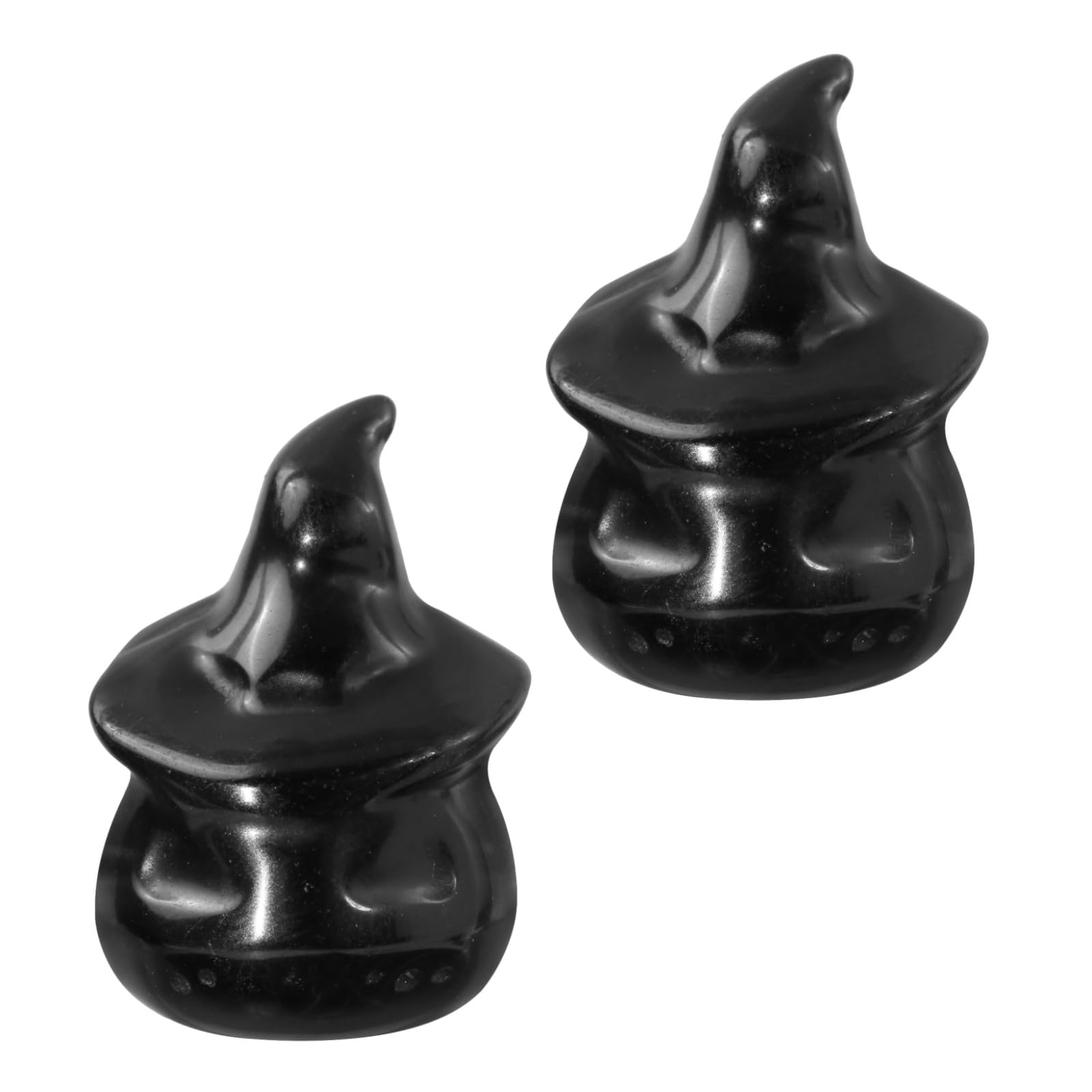mookaitedecor Set of 2 Black Obsidian Halloween Crystal Ghost Pumpkin Figurine Witch Decorations & Micro Landscape Ornament