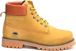 Bota Impermeável Masculina Trylha Clássica, Couro, Solado Antiderrapante, Amarela e Preta e Marrom