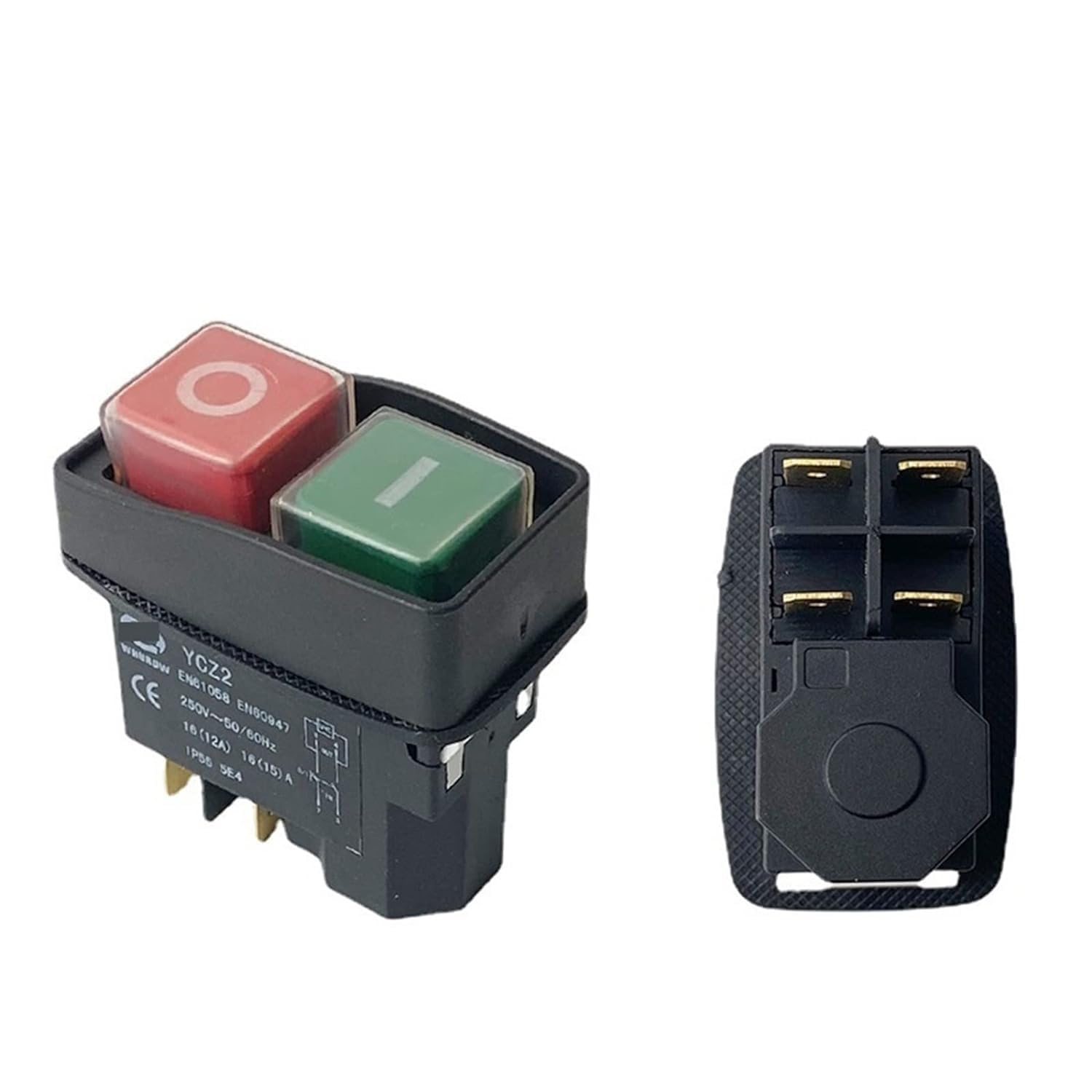 Interruptor electromagnético YCZ2 de reinicio con 4 pines 220V botón rojo verde 6