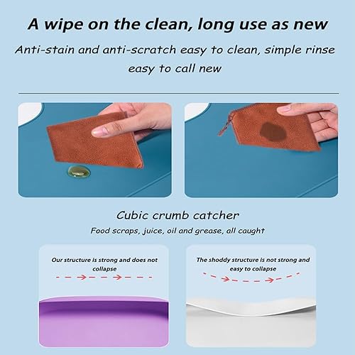 Miniatura 4 de Baberos grandes de silicona para adultos con atrapador de migas, protector de ropa impermeable ajustable, baberos para mujeres y hombres mayores,