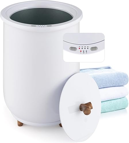 Giantex Cubo calentador de torre de 23 litros, calentador de toallas de spa de lujo con calefacción de 3 niveles, 4 ajustes de temporizador, apagado