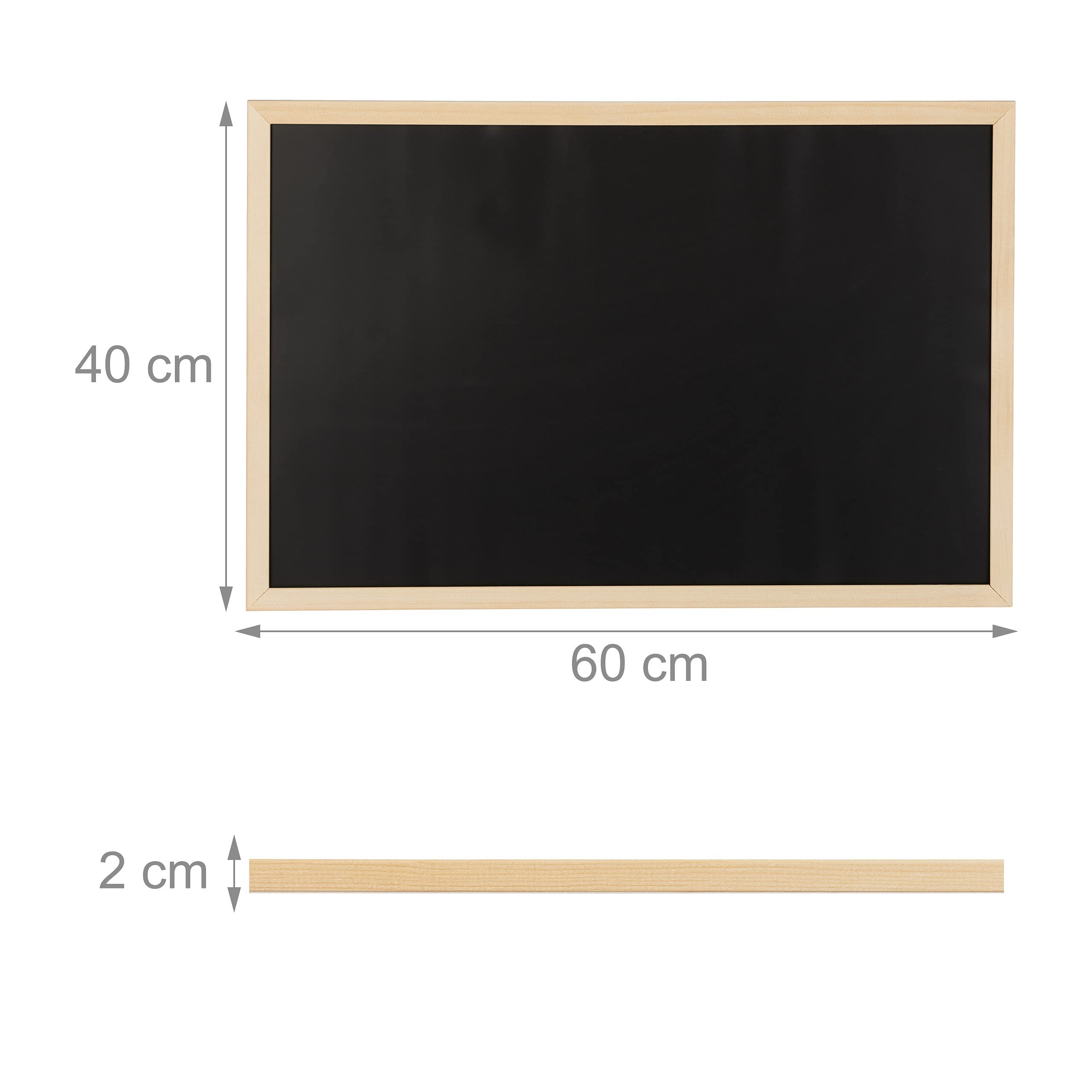 10x Lavagna per Gesso con Cornice in Legno, Cancellabile, Bacheca da Ufficio, da Parete, 40x60cm, Nera