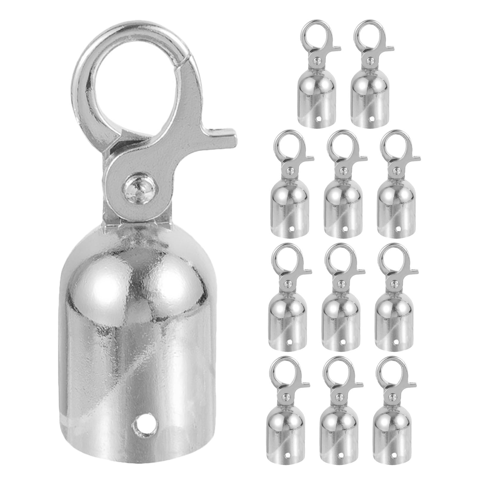 Paquete de 12 conectores de extremo de cuerda de aleación de zinc con mosquetones. Extremo de cable de metal C para un seguro Bers, fácil instalación para control de multitudes y postes de vástago