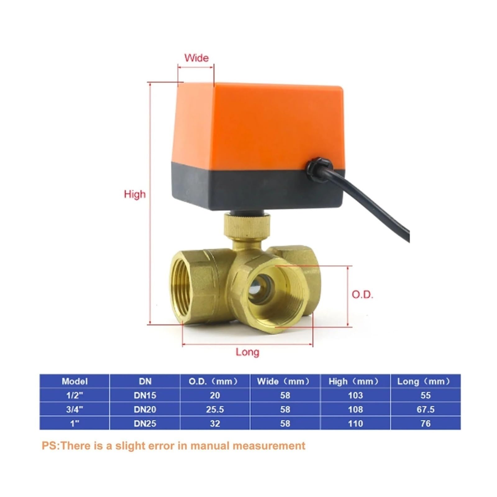 Zawór kulowy, DN15/20/25 DC12V AC220 Mosiężny Elektryczny Zawór Kulowy Trójprzewodowy Dwa Sterowanie 2-drożny 3-drogowy Elektromagnetyczny Z Siłownikiem(DN15,12V_3 WAYS)
