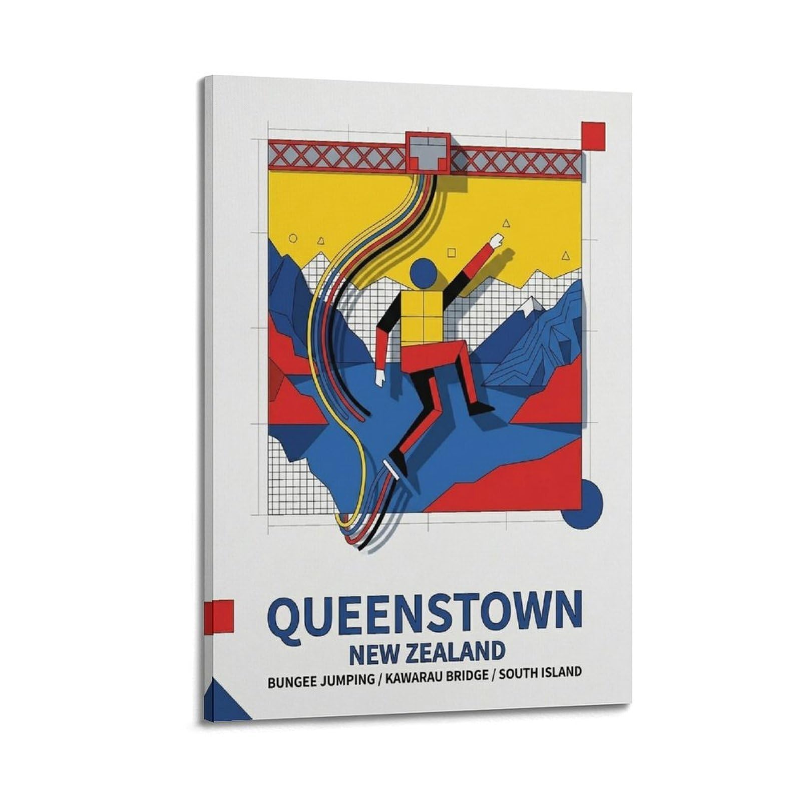 OKAHYS Sport Travel Poster Queenstown Bungee Jumping Modern Decorative Canvas Prints - Ideal Wall Art for Family, Man Cave, Game Room, Boys & Girls Bedroom 24x36inch(60x90cm)