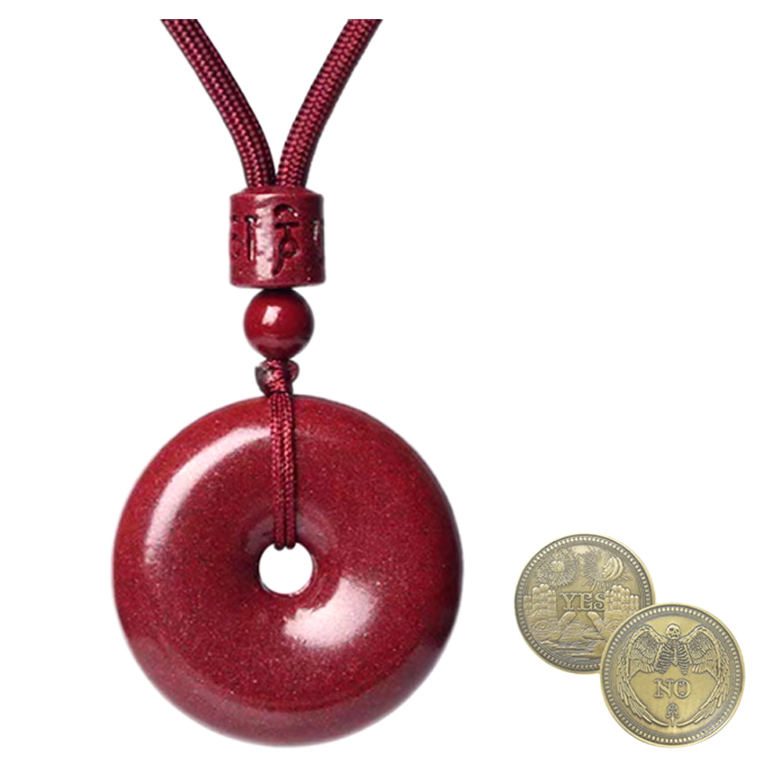 SMFYMY.L Natural Cinnabar Beads Bracelet, Peace Pendant, Eighteen Beads - Authentic Chinese red Cinnabar Jewelry, Pray for Good Luck, Meditation Zen