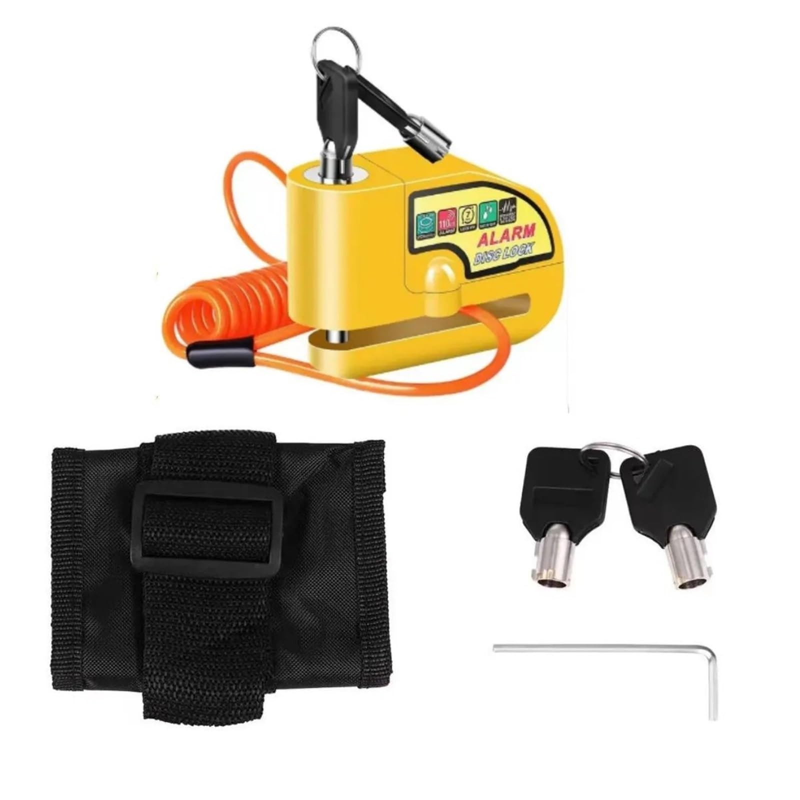 Bloccadisco Con Allarme Per Moto, Antifurto, Bloccadisco Di Sicurezza Impermeabile Con Cavo E Chiave Per Moto