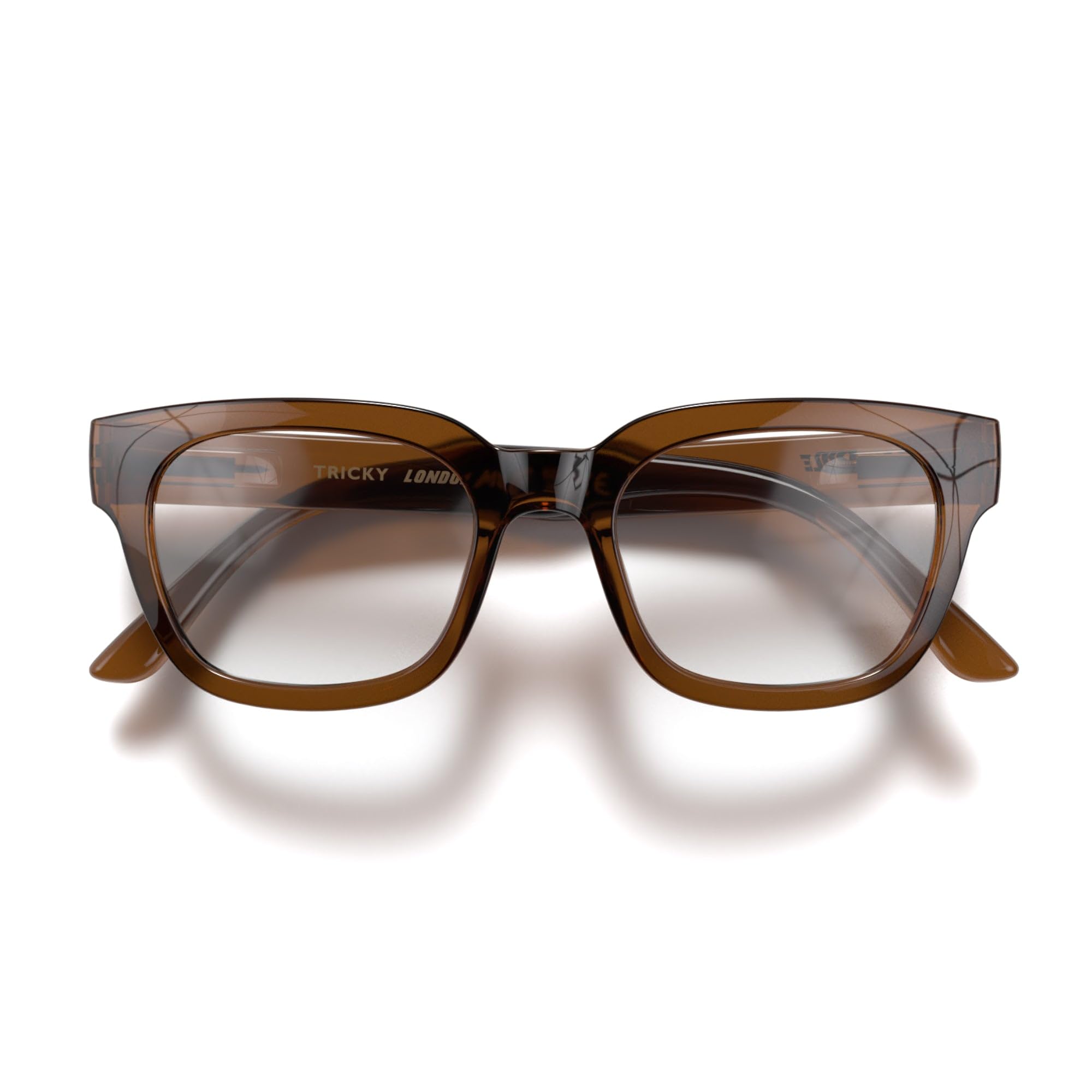 LONDON MOLE® Tricky reading glasses, Gloss Transparent Brown