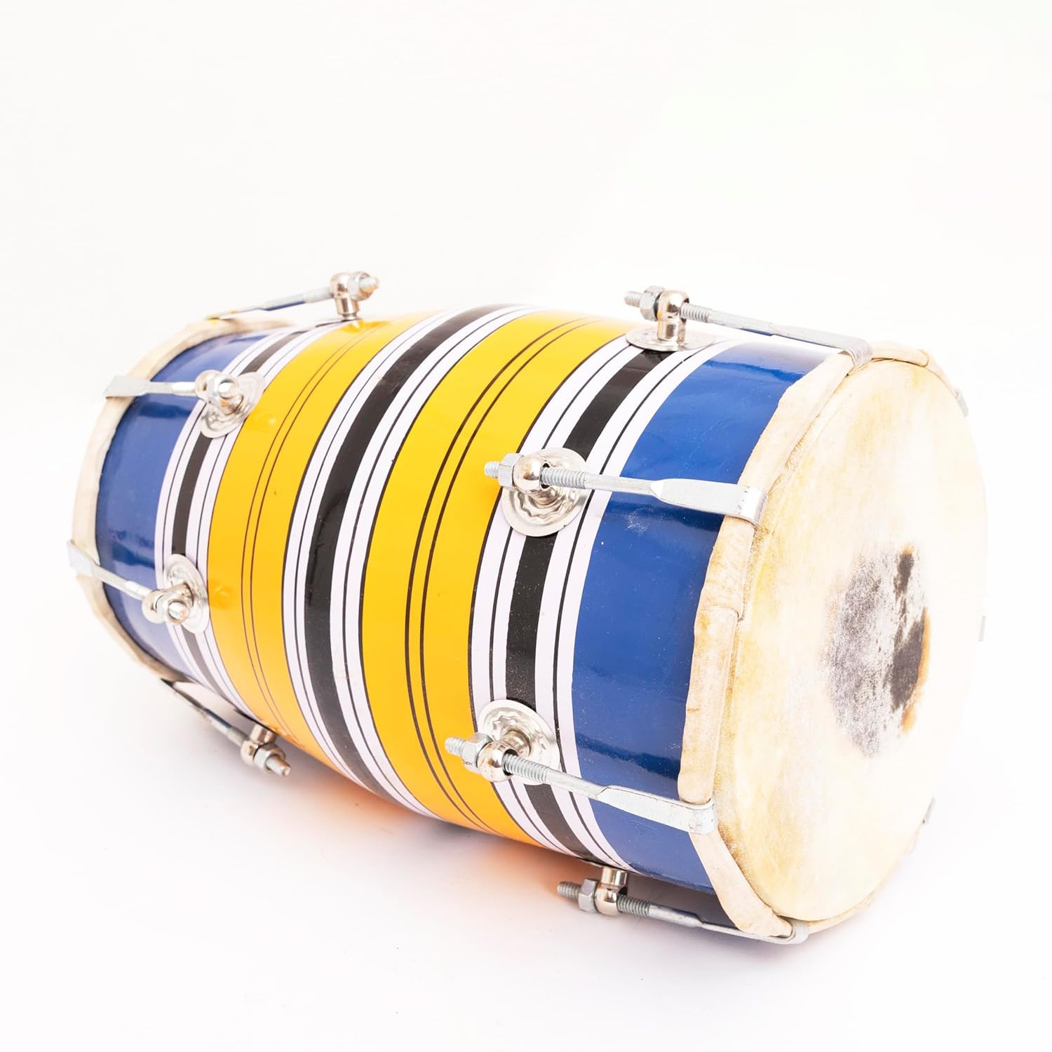 Set di tamburi classici indiani folk tabla Dholak da 30,5 cm, fatti a mano, in legno e pelle, con 14 bulloni regolabili e chiave di accordatura, strumenti musicali a percussione a mano per musicisti