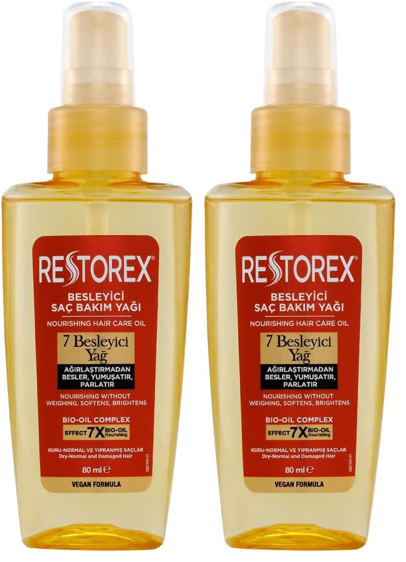 Restorex Besleyici Saç Bakım Yağı 80 Mililitre, 7 Besleyici Yağ (2 paketi)