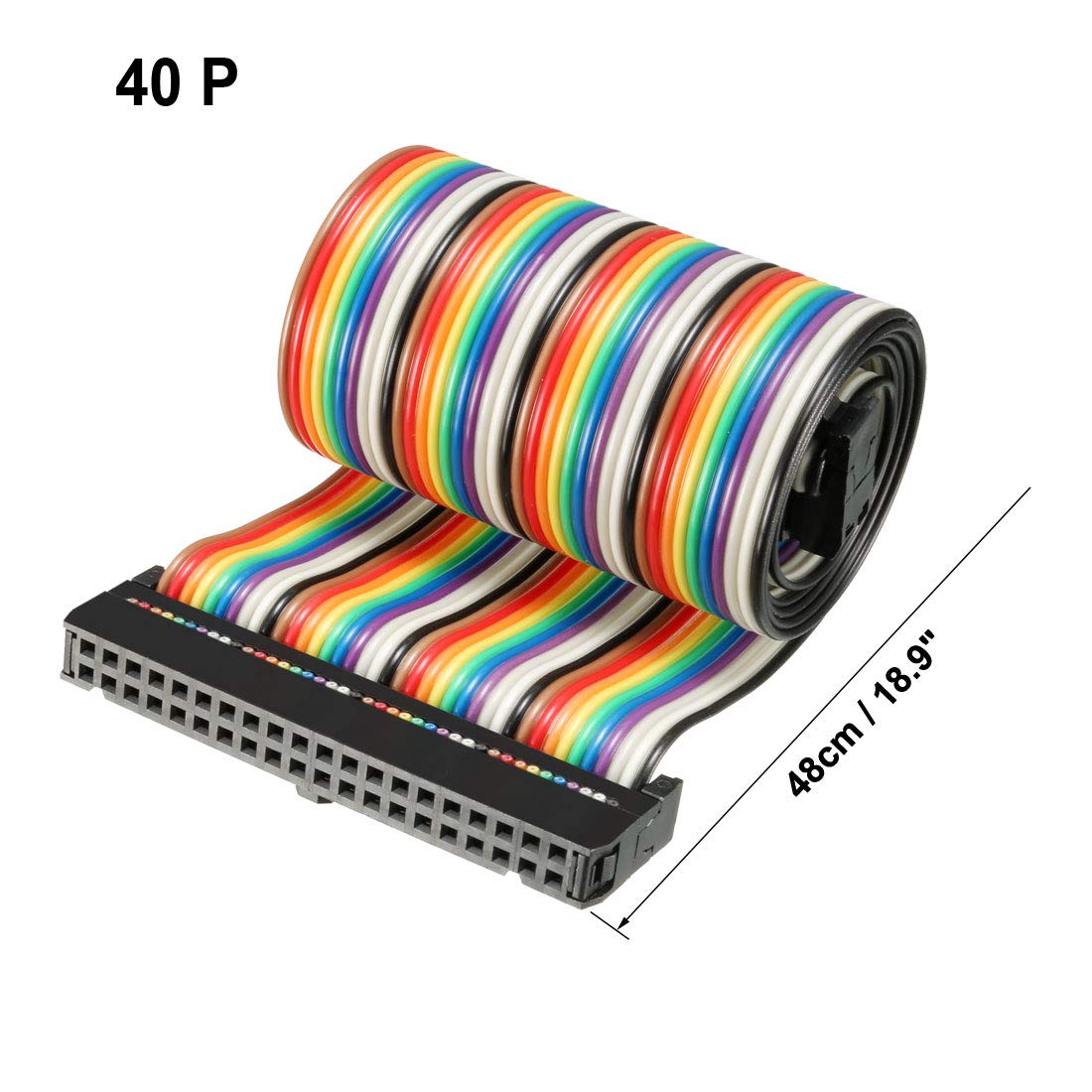 sourcing map IDC 40-pinowy kabel płaski kolorowy tęczowy drut 48 cm 2,54 mm Pitch de