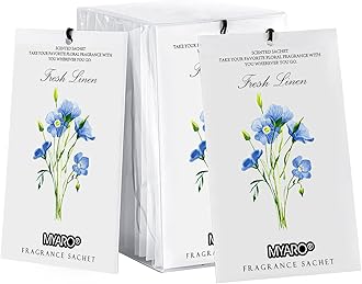 MYARO 12 Packs Linen Scented Sachets for Drawer and Closet, Long Lasting Fresh Scent Air Freshener & Odor Eliminator Home Fragrance Potpourri Bag
