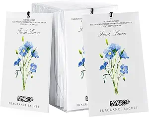 MYARO 12 Packs Linen Scented Sachets for Drawer and Closet, Long Lasting Fresh Scent Air Freshener & Odor Eliminator Home Fragrance Potpourri Bag