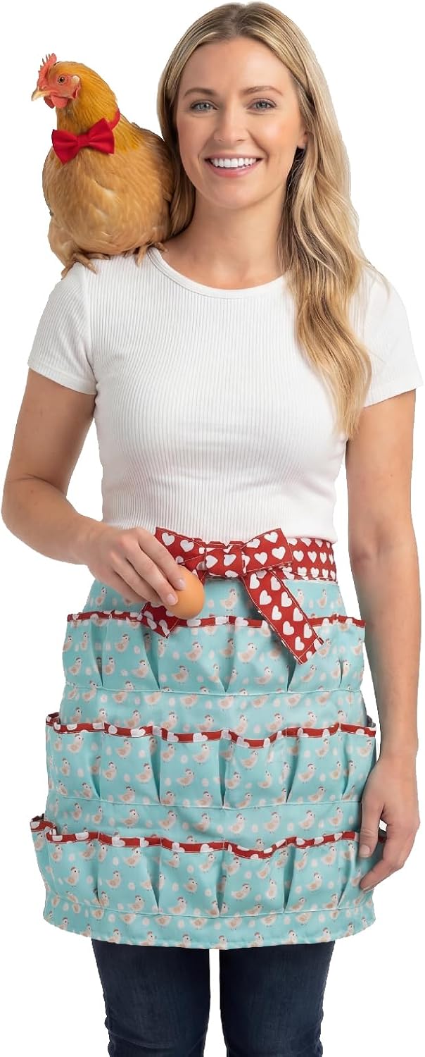 Egg Collecting Apron with 18 Pockets, Canvas, Chicken | Gathering Apron for Fresh Eggs, Vegetables & Small Harvests, One-Size Fits All for Backyard Chicken Keepers & Homesteaders