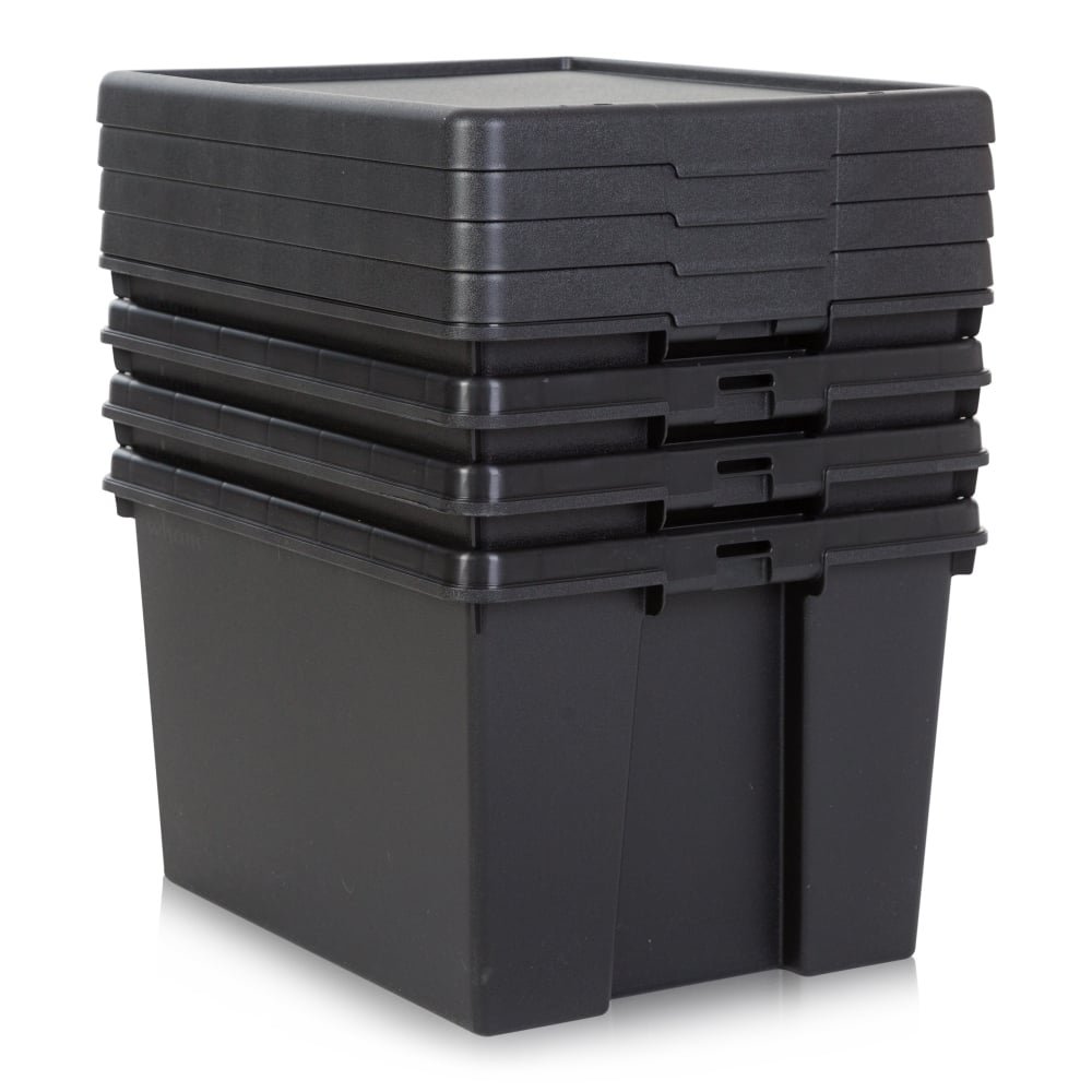 Jive Dekobox 3er- Set Aufbewahrungsbox 16l Mit Deckel, Kunststoff (PP Recycelt), Grün/anthrazit