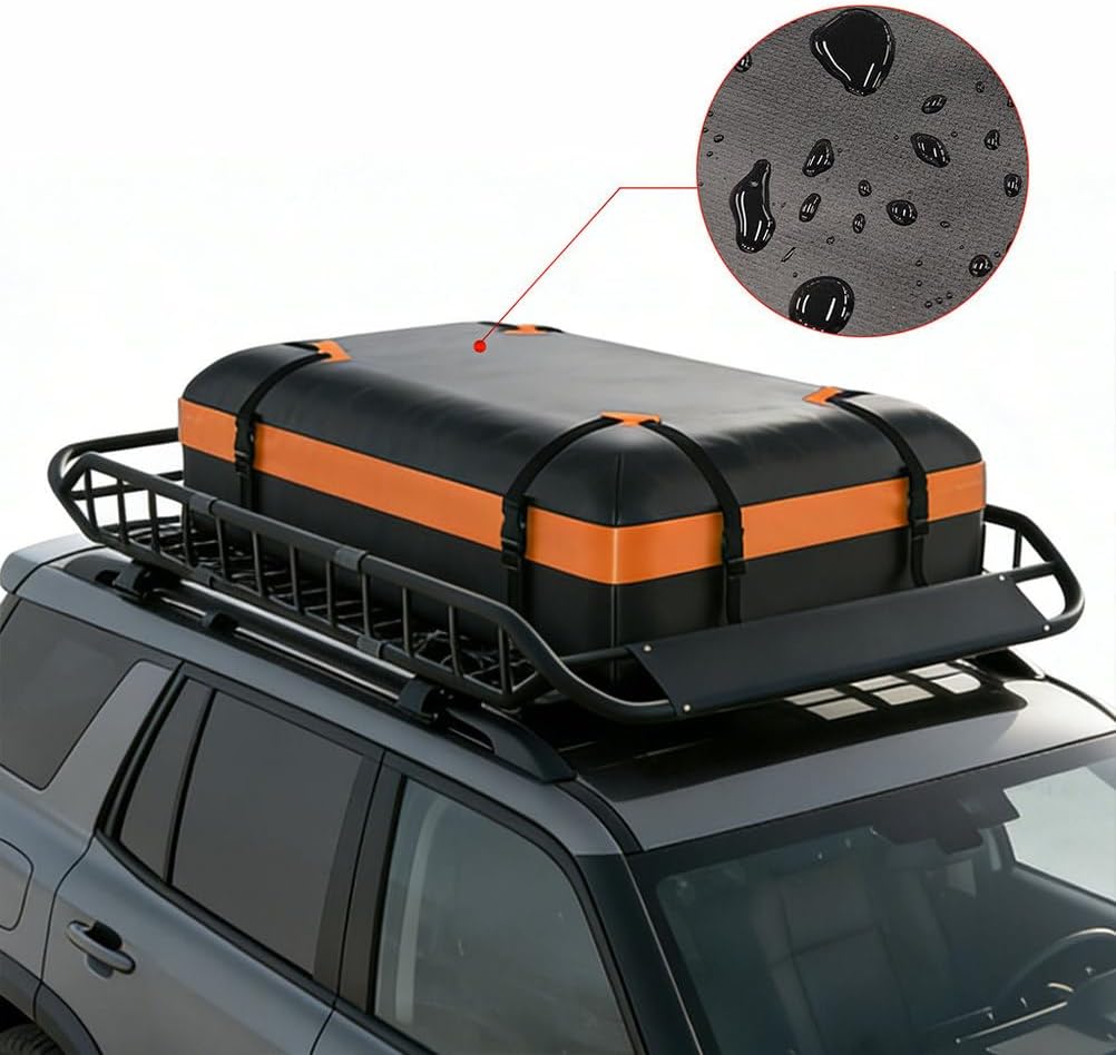 Roof Rack Carrier Basket 51" X 36" X 5" Universal Rooftop Cargo Basket, Extendable Universal Rooftop Luggage Carrier with Waterproof Cargo Bag, for SUV Truck Car