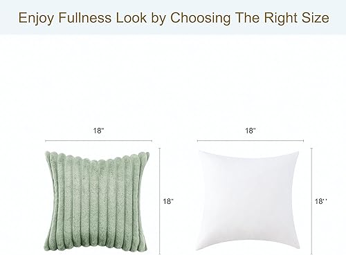 Miniatura 44 de Volcanics Paquete de 1 funda decorativa de felpa de piel sintética de doble cara de 18 x 18 pulgadas, fundas de almohada suaves y esponjosas a rayas