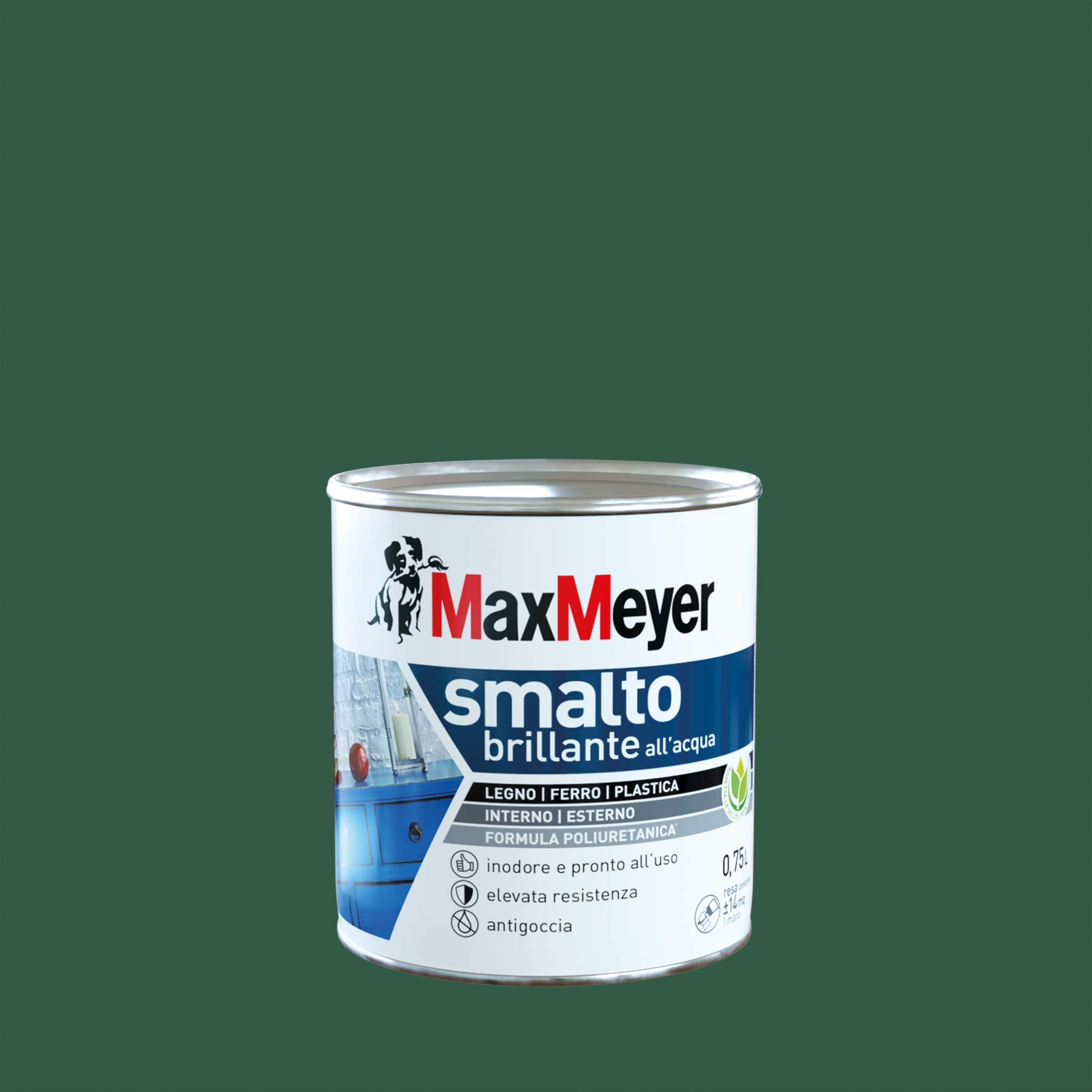 Maxmeyer Smalto All'Acqua Poliuretanico Brillante Verde Scuro 0,​75 L