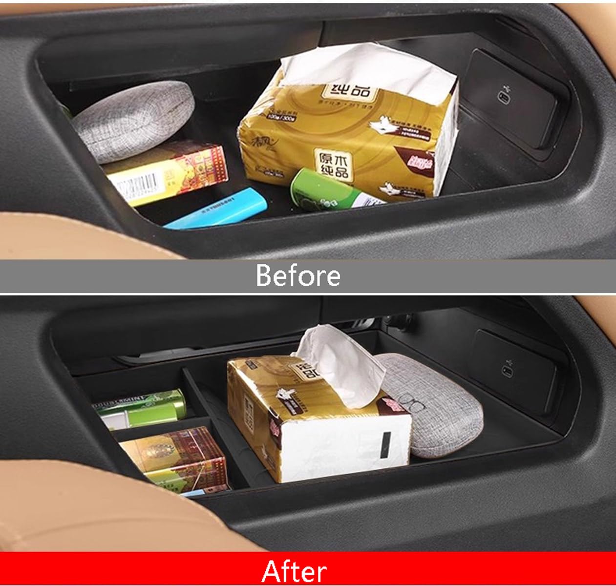 SHIFENG Per NUOVO 2025 LR Defender 90 110 130 Console inferiore Vassoio di Immagazzinaggio Scatola Organizzatore Interno Silicone Pad Protettivo Accessori (nero)