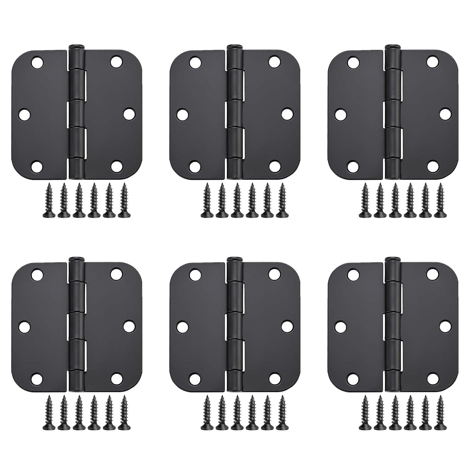 3x3 Ridious Allucky 6 Pack Matte Black Door Hinges 3x3 Inch Interior Door Hinges ...