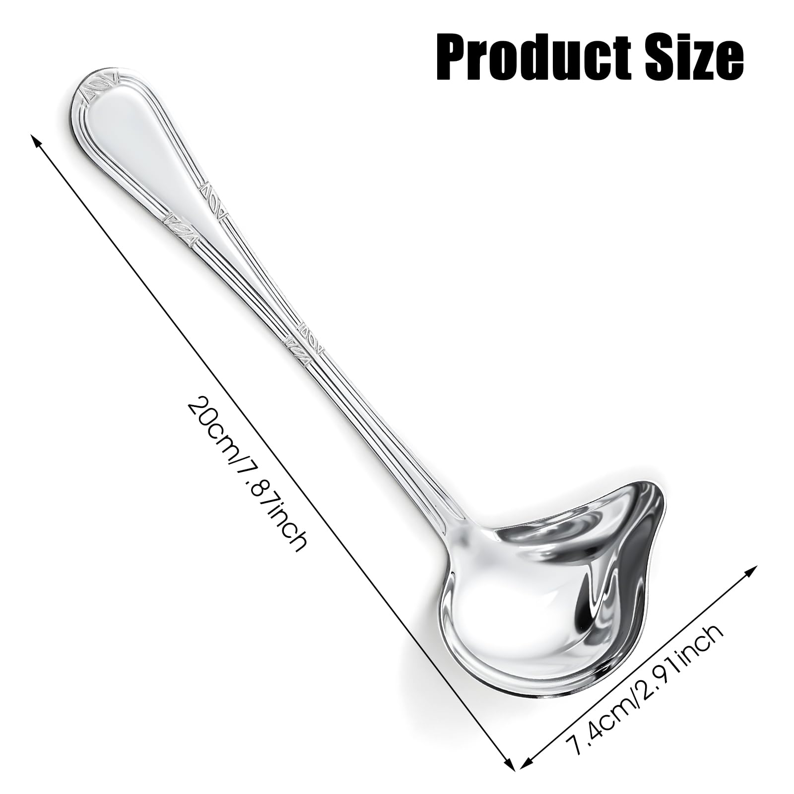 2 Pcs Small Gravy Ladle Drizzle Spoon, with Pouring Spout Soup Serving Sauce, Stainless Steel Saucier Sauce Soup Spoon for Spooning Gravies Sauces, Mini Punch Scoop Durable Kitchen Utensil, Silver