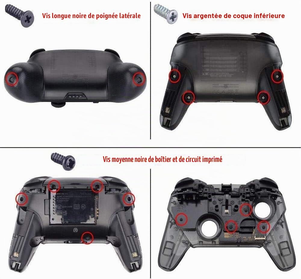 eXtremeRate Coque de Remplacement pour Nintendo Switch Pro Manette, Shell Avant avec Trou de Joystick Octagonal, Coques Arrière Motifs et Poignées Grips pour Manette Switch Pro-NES Classique