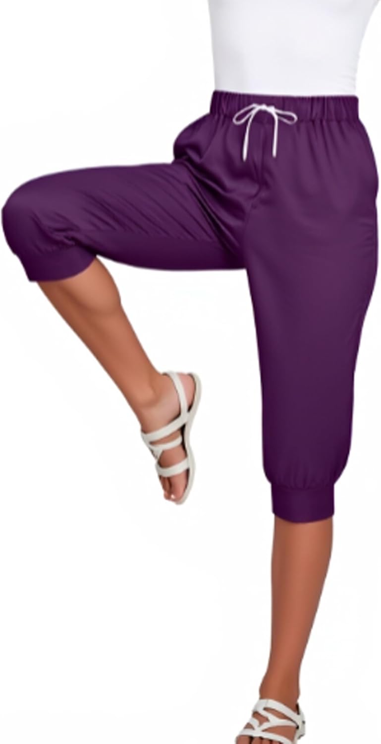 Women's Plus Size Capri Sweatpants Joggers Casual Sports Cropped Lounge Pants High Waisted Athletic with Pockets - Image 4