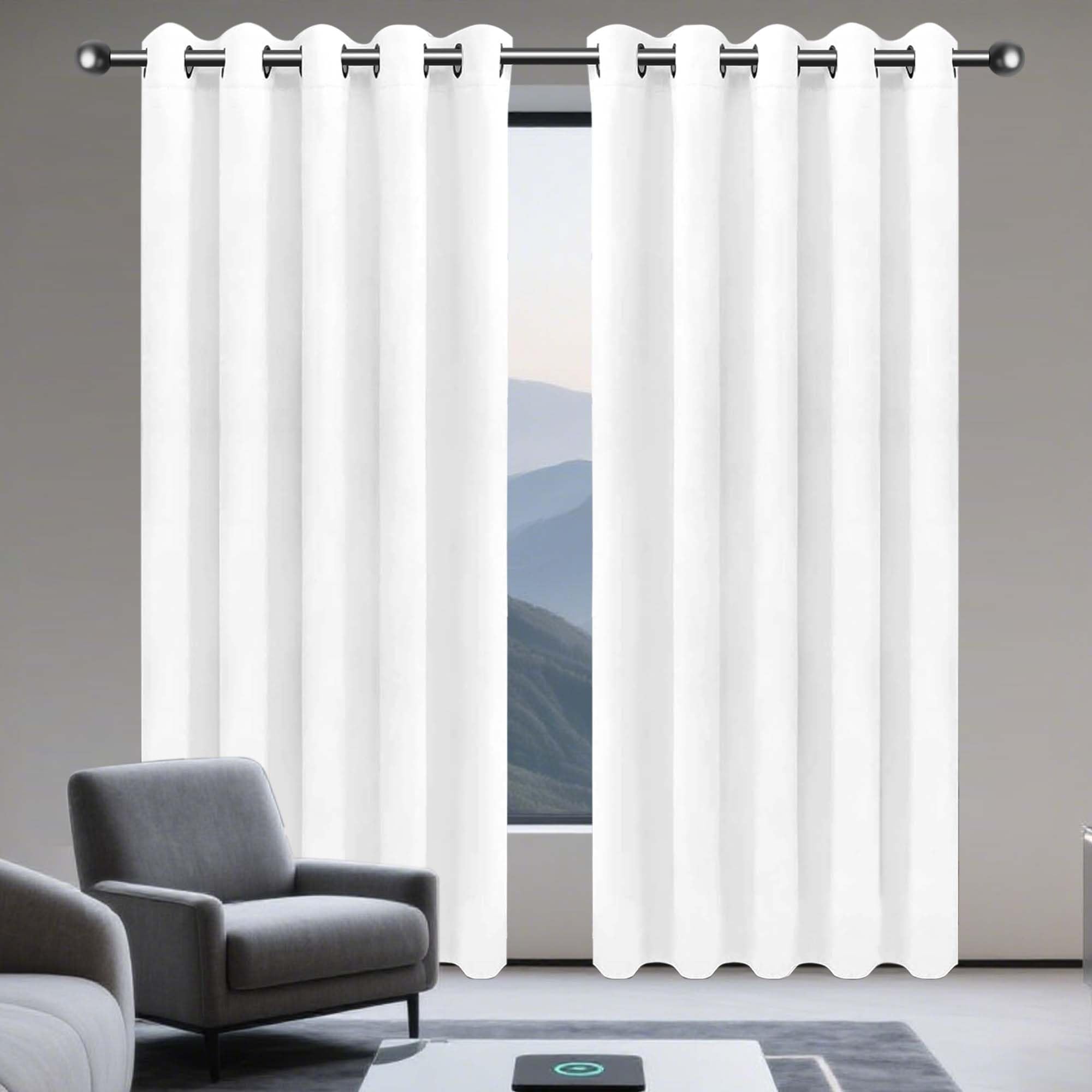Rideaux occultants 240x210 cm blancs pour isolation thermique de chambre et salon