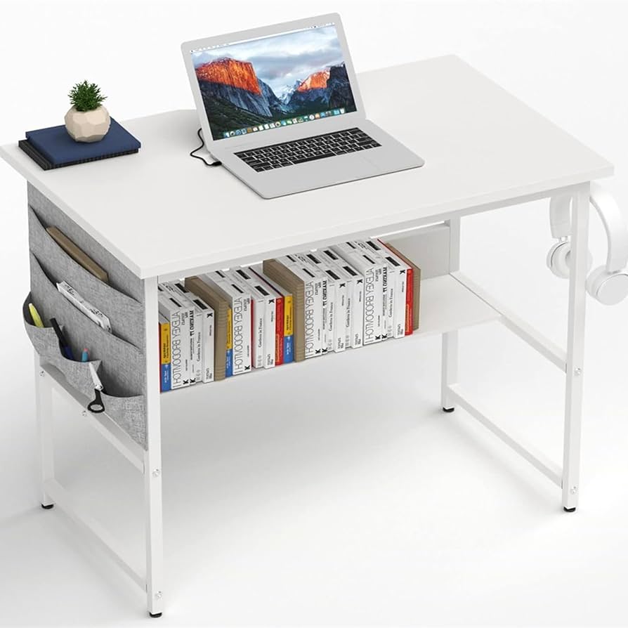 テーブル/パソコンデスク Amazon | ZXD 机 pcデスク ラック付きデスク 幅80cm×奥行50cm