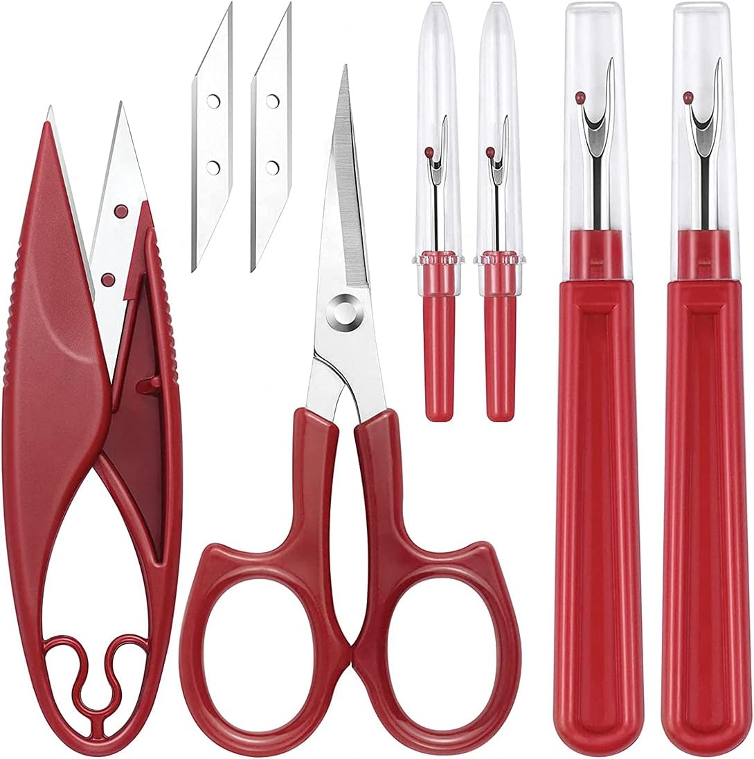 Sewing Tool, Sewing Seam Ripper Tool, Stitch Remover and Thread Cutter with 2 Big and 2 Small Seam Rippers, 1 Pack Thread Snips, 1Pack 5" Scissor