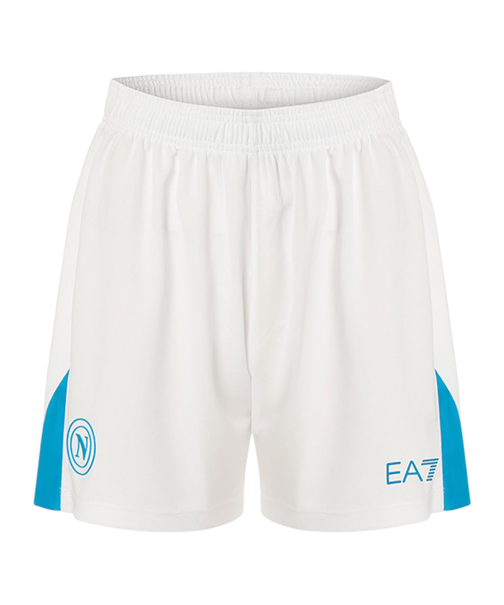 Ssc Napoli Unisex White/Light Blue Pantaloncino Gara Home Ea7 Football Shorts, M Corto
