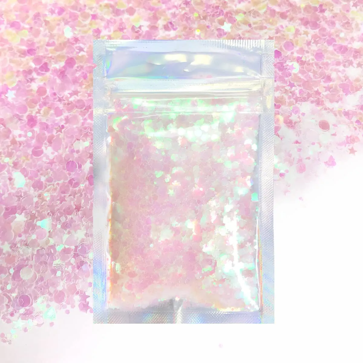 Iridescent - Electric Bliss Beauty - Chunky Biodegradable Glitter for Festivals, Crafts, Cosmetics - Eco Friendly Body Glitter for Hair, Nails, Face &amp; More (Iridescent)