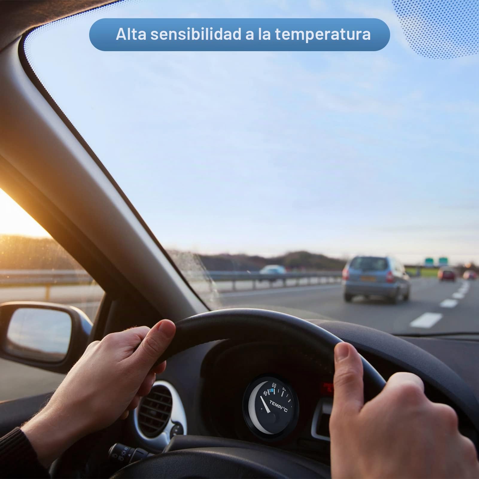 Reloj Temperatura Agua Coche, Medidor de Temperatura de Agua de 2 Pulgadas con Sensor para Coche Universal Auto Racer Truck Tractor, Indicador de Temperatura de Agua del Coche