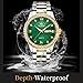 OLEVS Watch Men Green Watches Stainless Steel Fashion Waterproof Casual Luxury Dress Wristwatch Men's Classic Diamond Watch with Calendar Quartz Wrist Watch for Men Date Day,relojes de Hombre