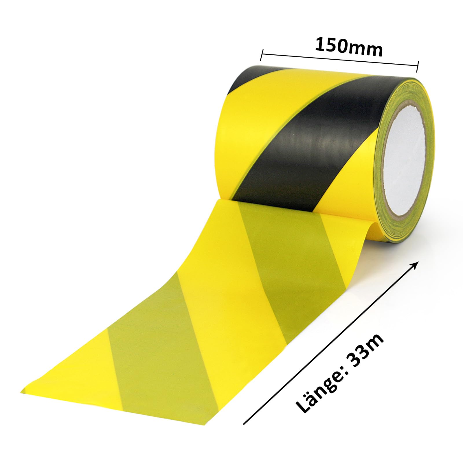 BOMEI PACK Ruban adhésif de signalisation jaune noir en PVC pour marquage au sol 120 mm x 33 m