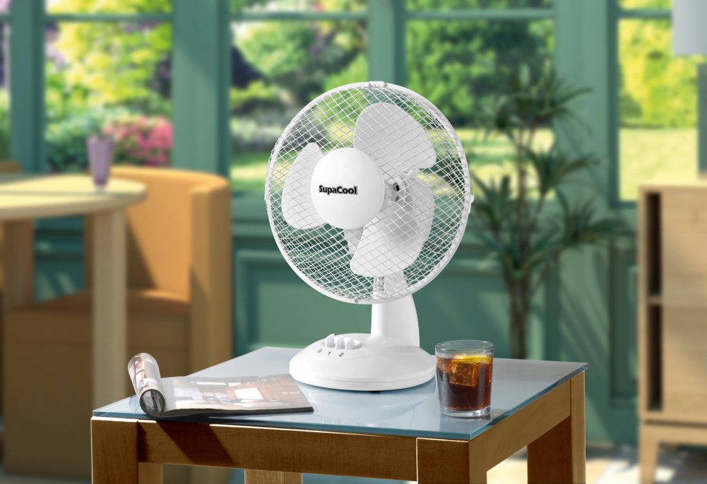 SupaCool 9" Oscillating Desk Fan, 2 Speed Settings