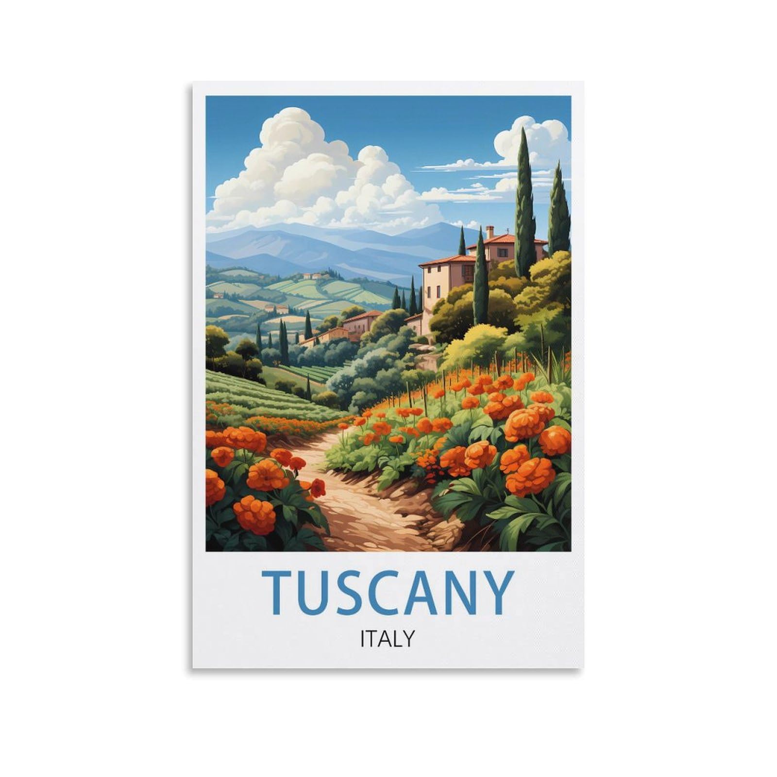 HXHNFERR Tuscany Italy Vintage Travel Posters 20x30inch(50x75cm) Canvas Wall Posters And Art Pictures Prints Paintings Bedroom Decor