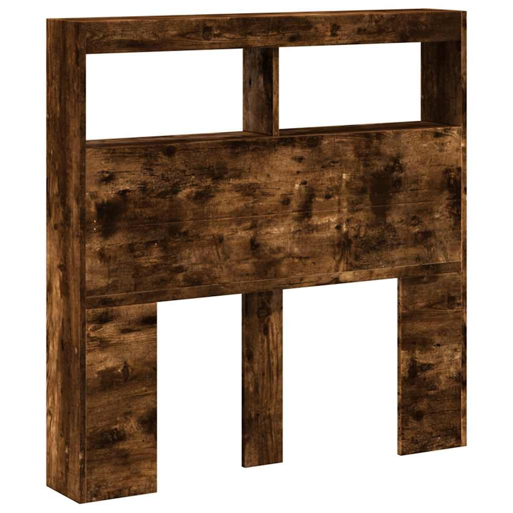 vidaXL Headboard Cabinet with LED Smoked Oak 100x17x102 cm โ image 1