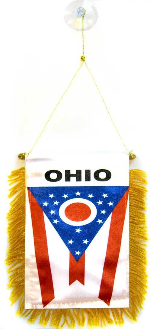 AZ FLAG, Ohio Mini Banner, 6'' x 4'', 100% Polyester US state of Ohio Small Pennant for Car