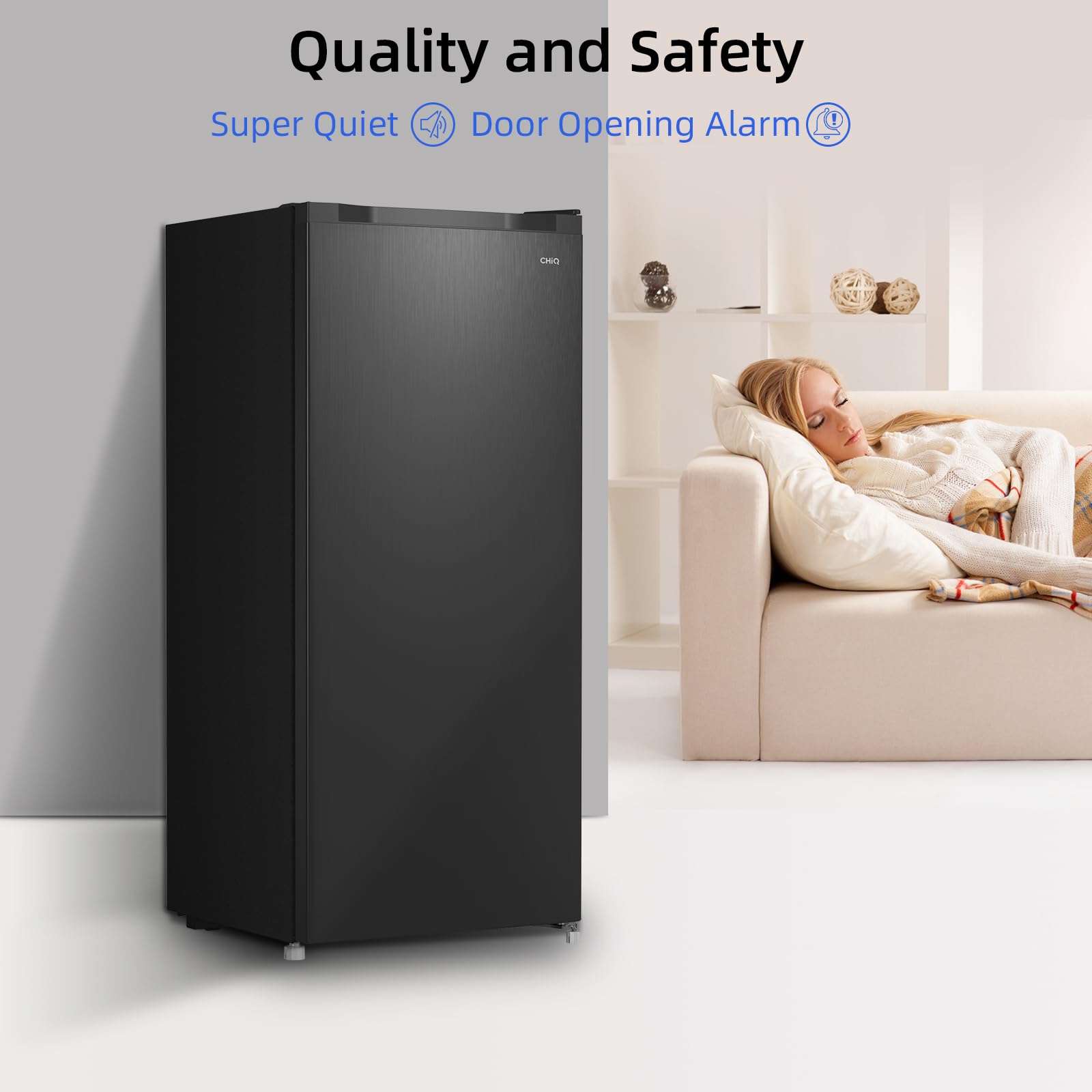CHiQ FSD140D4EU Upright Freezer, 145L, E, 5 Levels, 12-Years Free Warranty on The Compressor,H1250 x W540 x D550, Black, New - 4