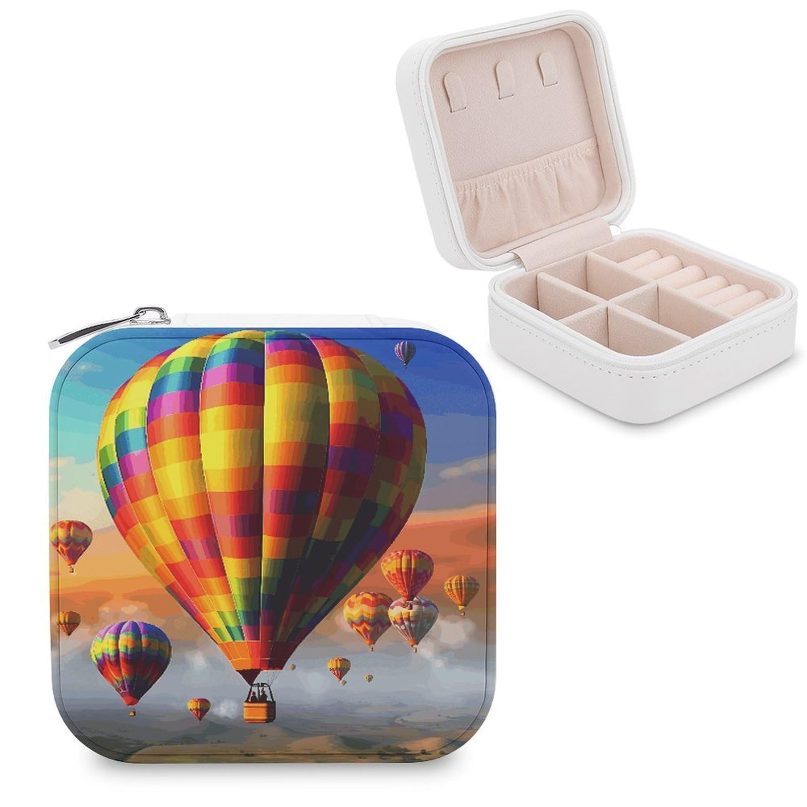 VstaDank Hot Air Balloons Jewelry Box Exquisite Leather Jewelry Organizer Portable Trinket Organizer Fashion Travel Jewelry Case for Rings Earrings Necklaces Unique Gifts for Women