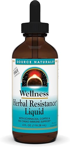 Source Naturals Wellness Fórmula líquida de resistencia a las hierbas con equinácea coptis y yin chiao apoyo inmunológico 4 onzas líquidas