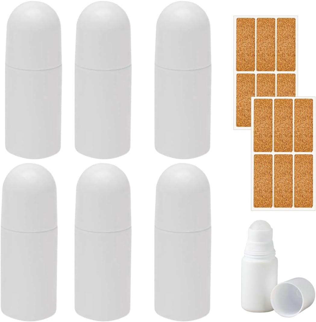 6 stuks deoroller om te vullen, leeg, roll-on flessen met rolbol voor aromatherapie, geuroliën, parfum, zonnecrème, vochtinbrengende crème voor reizen (50 ml)