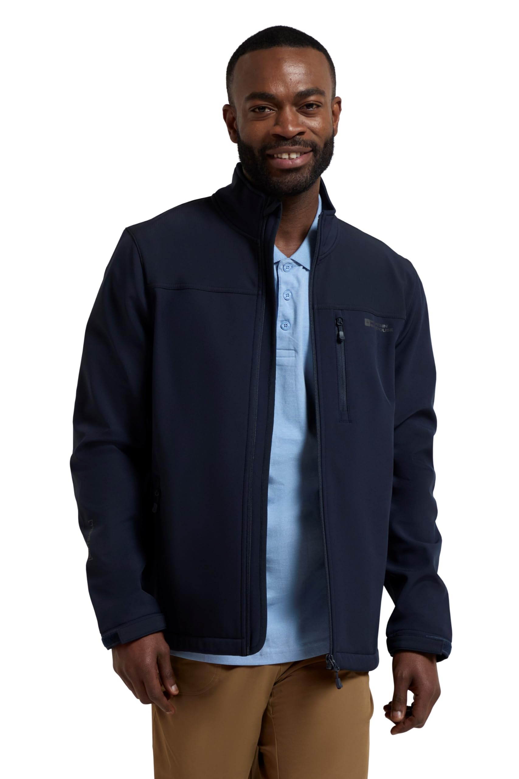 Mountain WarehouseGrasmere Mens Softshell Jacket - Water Resistant Raincoat, Breathable Mens Coat, Lightweight Jacket, Bonded Fabric - Ideal for Spring Dark Blue
