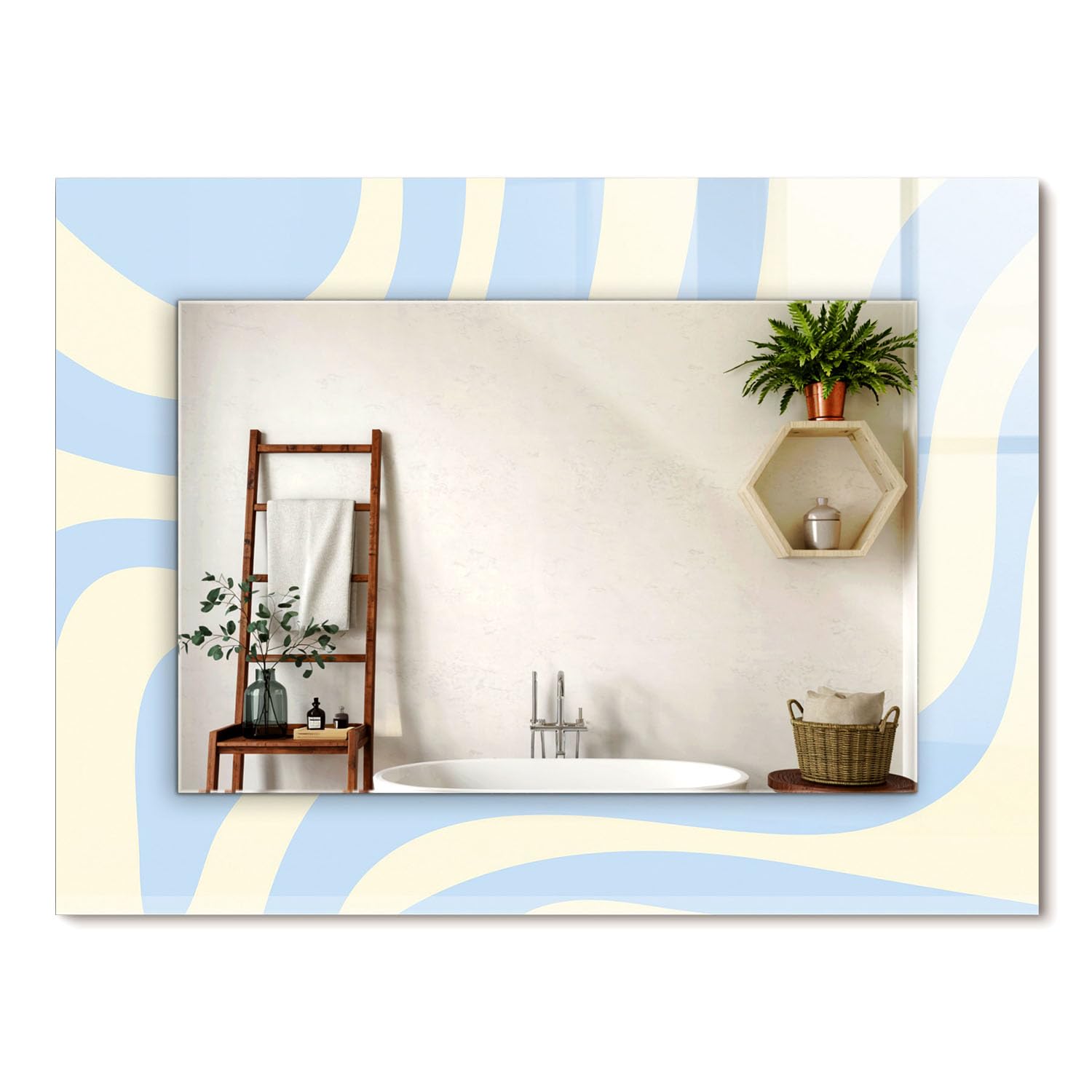 Grand miroir avec cadre en verre imprimé haut de gamme et finitions design 80x60cm