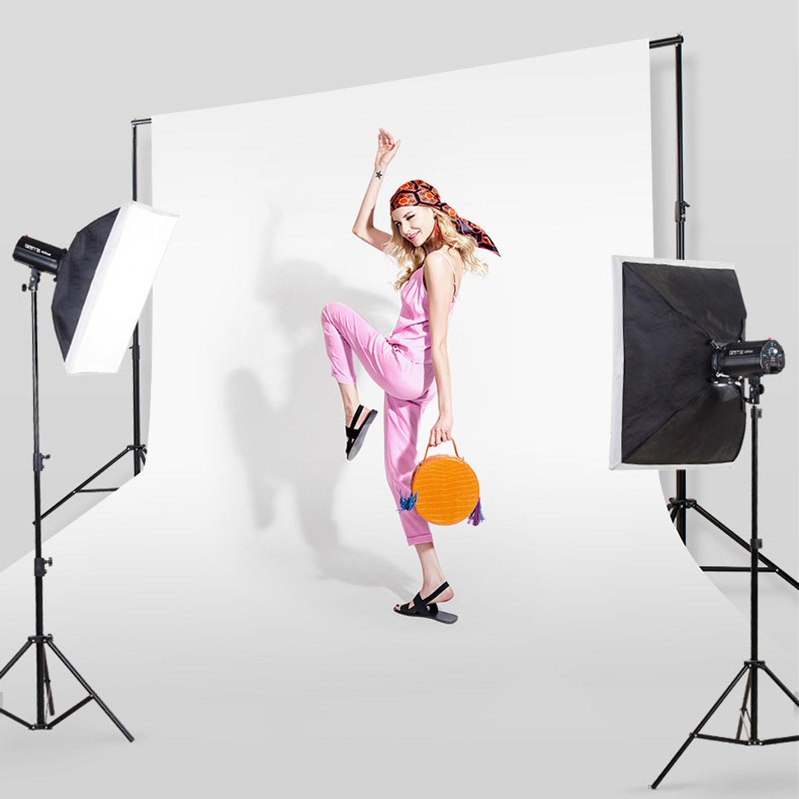 2 x 2 m kit di supporto per sfondo in metallo resistente, kit per sfondo fotografico con borsa per il trasporto e 4 morsetti per riprese fotografiche, matrimoni, feste (grigio chiaro)