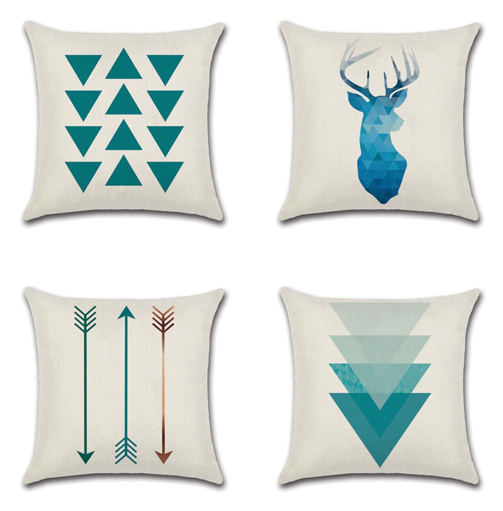 4 Pack Funda de Almohada Decoración Cuadrado Funda de Cojines Funda de Almohada de Navideñas Fundas para Cojines Cuadrado Lino Funda cojin para Sofá Cama Decoración para Hogar 65X65cm Animales ,Color5